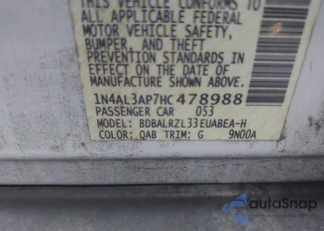 2017 Nissan Altima 2.5 Sl из США, поврежденный, VIN 1N4AL3AP7HC478988